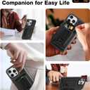 Detachable Card Holder for iPhone 16 Pro Case Leather with Stand, fits for MagSafe, Adjustable Kickstand Wallet,Strong Magnetic Leather Case with Screen Protector (Black, IP16 Pro-6.3inch)