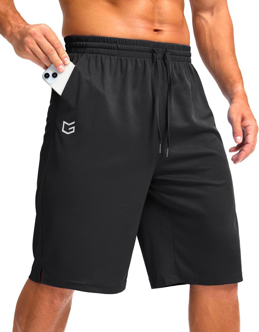 G Gradual Men's Athletic Shorts with Pockets 11" Long Basketball Shorts Lightweight Quick Dry Gym Workout Shorts for Men, Large