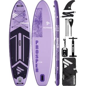 11'x34 Inflatable Paddle Boards, Extra Wide SUP for 420lbs/3Adults, Yoga Stand Up Paddle Board, 110L Backpack, 15 D-Rings, Shoulder Strap, US-Fin, 2-Action Pump