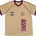 Marvel Men's Athletic Jersey Shirt V-Neck T-Shirt (Brown)