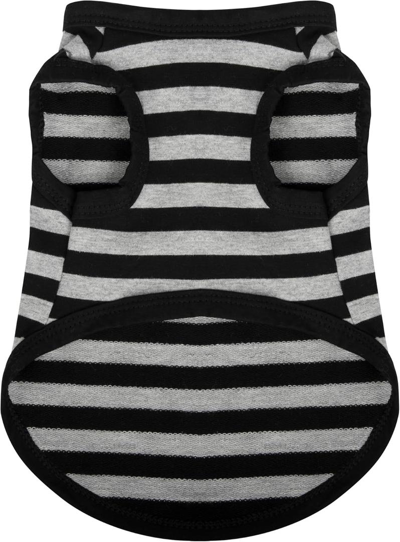 Paiaite Striped Shirt for Dogs - Happy Color Cotton Sleeveless Puppy Shirts, Breathable Pet Apparel Tank Top, Colorful Sweatshirt for Small Medium Dogs, Grey M (M-(9~17lb) | Chest(~18.1"))