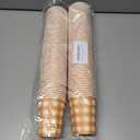 120pcs 9oz Fall Plaid Paper Drinking Cups, Orange Disposable Thanksgiving Gingham Paper Cups Checkered Cups for Harvest Thanksgiving Party