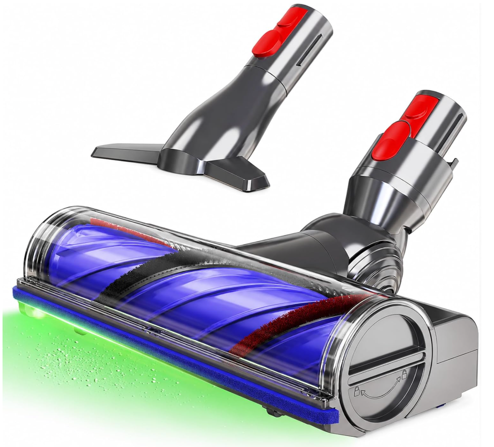 2026 Upgraded Vacuum Head Replacement for Dyson V7/V8/V10/V11/V15/SV10/SV11/SV12/SV14/SV15/SV22(Not for Slim), Quick Release Cordless Vacuum Cleaner Head with LED Light (1 Head+1 Brush Nozzle)