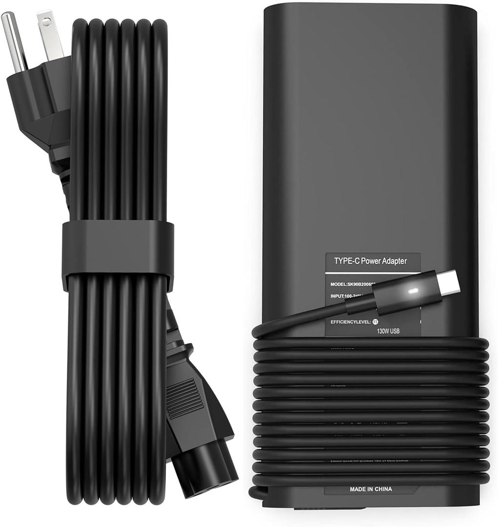 130W USB C Type C Adapter Laptop Charger Compatible with Dell XPS 15 2in1 9575 Precision 5530 2in1 5550 5750 3560 3550 3551 Latitude 7410 7310 7210 9410 9510 9575 5420 5520 5510 Power Cord