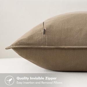 MIULEE Neutral Cream/Gray Linen Pillow Covers Pack of 2  Decorative Nautral Solid Throw Pillow Covers Soft Accent Boho Farmhouse Couch Pillowcases Modern Home Decors for Living Room Bed Sofa 18x18 Inch