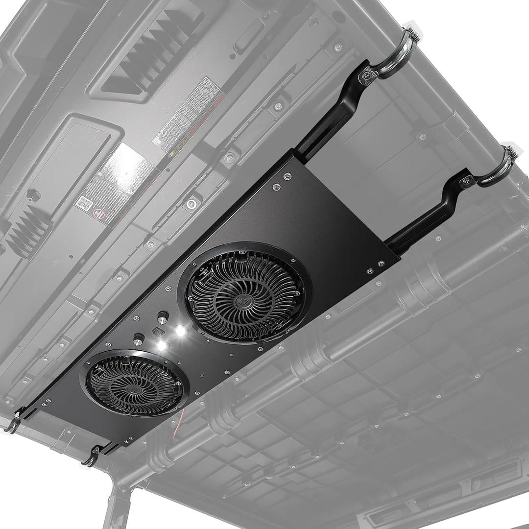 KEMIMOTO UTV Fan, Dual 8" Large Cab Cooling Fan with Variable Speed Dial, 12V Overhead Cooling Fan with Dome Light Compatible with Polaris Ranger, RZR 2024+, Can-Am Defender