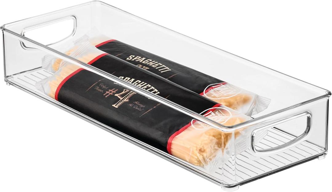 iDesign Slim Extra Long Clear Storage Bin, Narrow Stackable Organizer for Kitchen or Pantry (16 x 6 x 3)