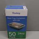 50 Pack (100-Piece) 24 oz Meal Prep Containers Reusable with Lids, Sturdy Leakproof & Food Safe, Microwave, Freezer, Dishwasher Safe Prep Containers, To Go Take Out Plastic Food Storage