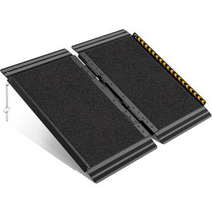 FACHNUO 2FT Wheelchair Ramp for Threshold 2-6 inches, Safe Use at Night Portable Threshold Ramps for Doorways, 800LBS Capacity, Non-Slip Durable Aluminum Alloy Folding Handicap Ramp for Home Steps