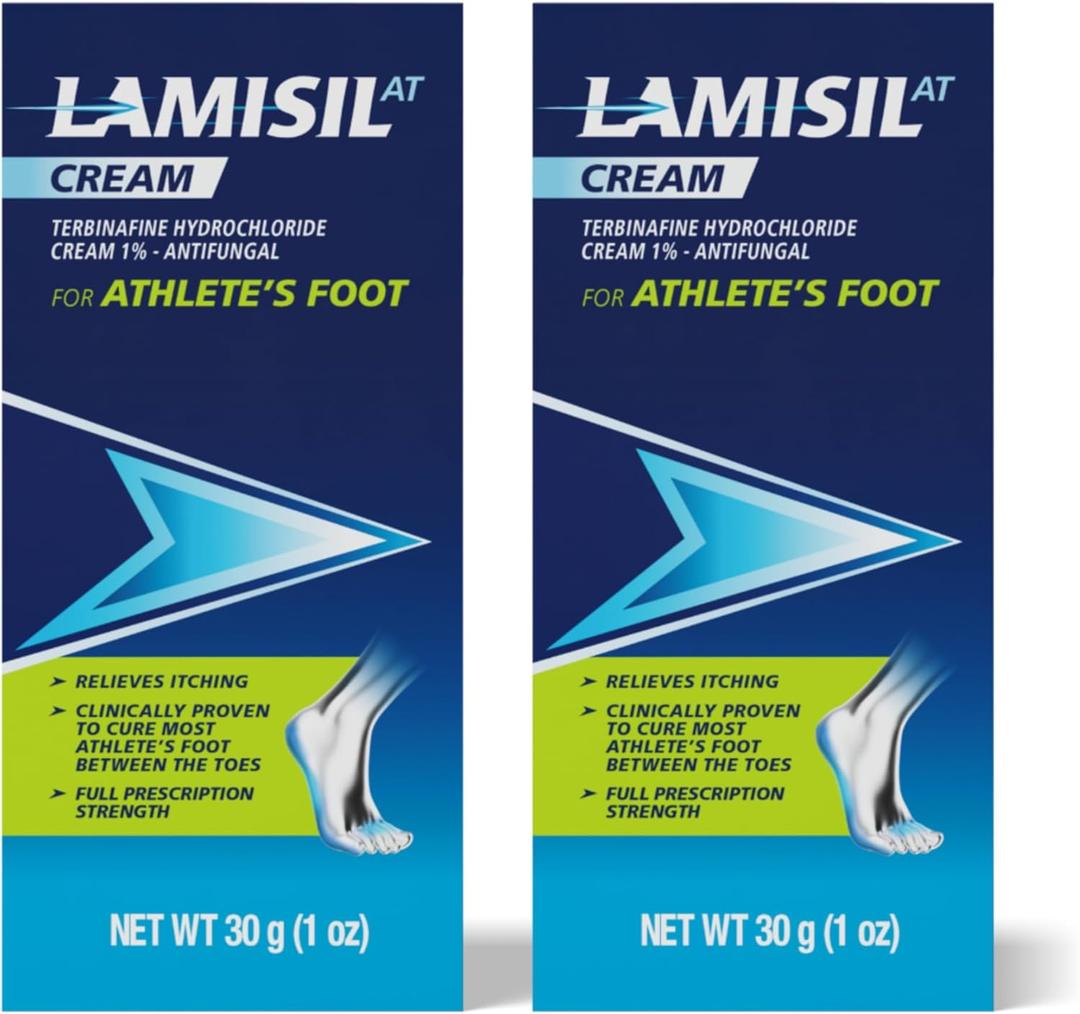 Lamisil Athlete's Foot Cream, 1 Week Treatment, Prescription Strength Terbinafine Hydrochloride, Fast Symptom Relief, Cures Most Athlete's Foot, 30 g (1 oz) - 2 pk