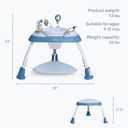 Dream On Me Pogo 3-in-1 Baby Activity Center for 4–12 Months, 360° Rotating Seat, Adjustable Height, Interactive Toys with Music, Converts to Toddler Play Table & Standing Station, Moonmist Blue