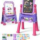 Lehoo Castle Easel for Kids, Toys for 2 Year Old Girl, Art Easel Toddler, Magnetic White Chalk Board, Gifts for 3 4 Year Old Girls 2-4 Years Old Christmas
