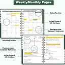 3 x Ymumuda 2026 Planner, Daily Weekly and Monthly PlannerJan 2026 - Dec 2026, 8.4" x 6.3", 2026 Calendar Planner Book with Tabs, Spiral Notebook with Inner Pocket for Office Home School Supplies (L-Deep Green)