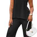 Ekaliy Womens 2 Piece Outfits Casual Sleeveless Lounge Set Summer Tracksuits Matching Sets Beach Fashion Clothes (Black, L)