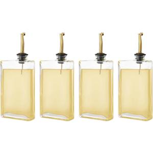 Olive Oil Dispenser Spout, Olive Oil Dispenser Bottle Glass Bottle, 11.8OZ/350ML Cooking Oil and Vinegar Dispenser, Coffee Syrup - Essential Culinary Accessories (4 Pack)