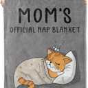Mom's Official Nap Blanket, Cute Cat Fleece Throw with Humorous Design, Soft Cozy Lightweight Blanket, for Mothers, 50x60 in,Decor