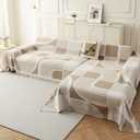 WEYOND Chenille Sofa Covers 2 Pieces, Boho Couch Cover L Shaped Sectional