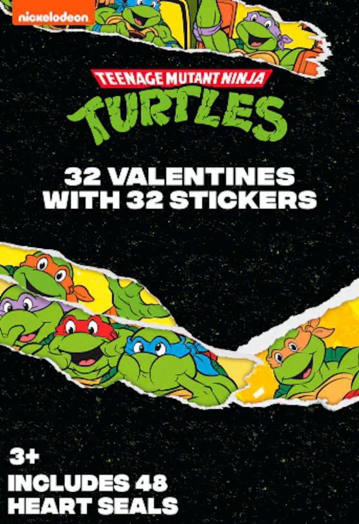 Teenage Mutant Ninja Turtles 32 Valentines Cards with Stickers, Pack of 2