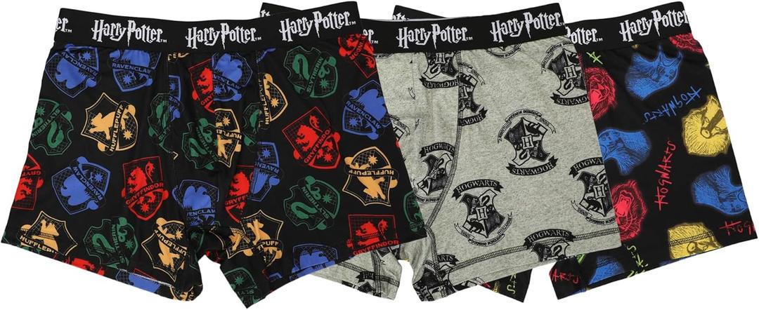 Bioworld Harry Potter Hogwarts House Crest Mens 2-Pack Boxer Briefs (XX-Large, Multicolored)