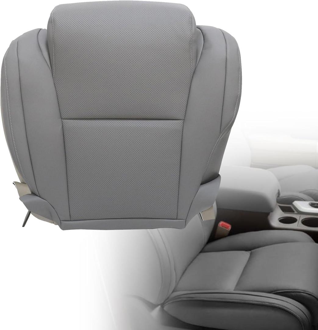 GXARTS Driver Side Bottom Perforated Leather Seat Cover Gray #13 Compatible with Toyota Tundra Sequoia Platinum 2007 2008 2009 2010 2011 2012 2013