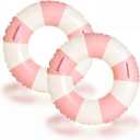 2 PCS Inflatable Pool Floats for Swimming Pool Party Lake Beach Adults - Floaties Pool Tubes Swim Rings Tubes Floaties for Beach Pool Party Decorations (33", Pink)