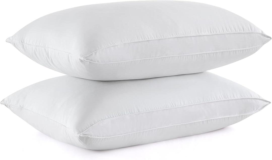 puredown Goose Feather Down Sleeping Pillow Soft Bed Pillow for Sleeping with 100% Cotton Shell Set of 2 Queen Size