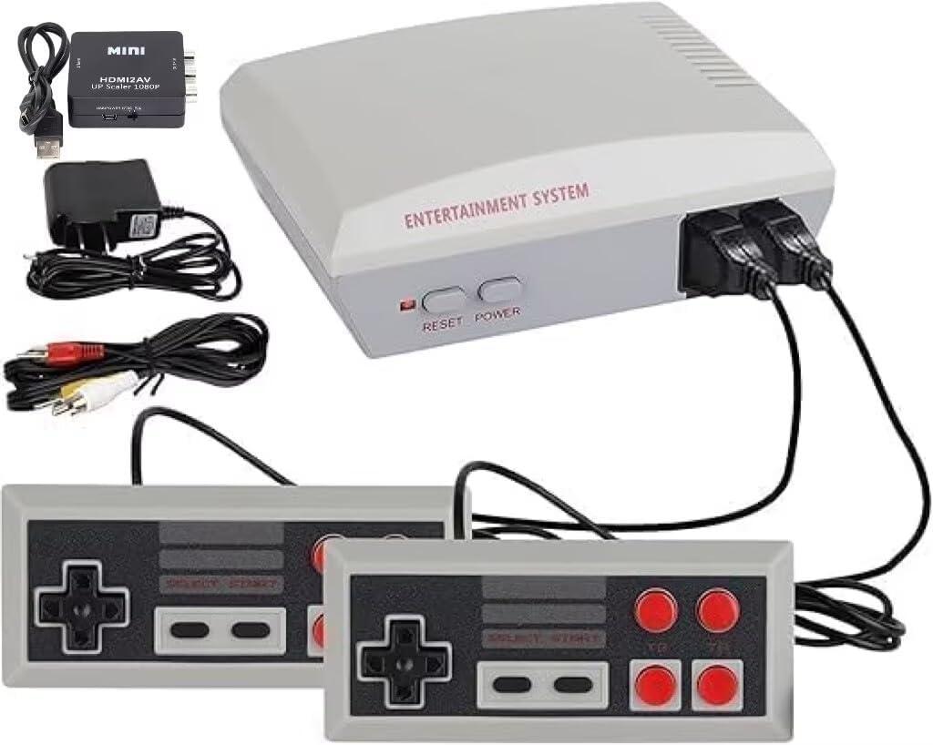 Retro Game Console with 300+ Built-in Classics, 2 Wired Controllers, HDMI Adapter Included for Plug & Play Fun