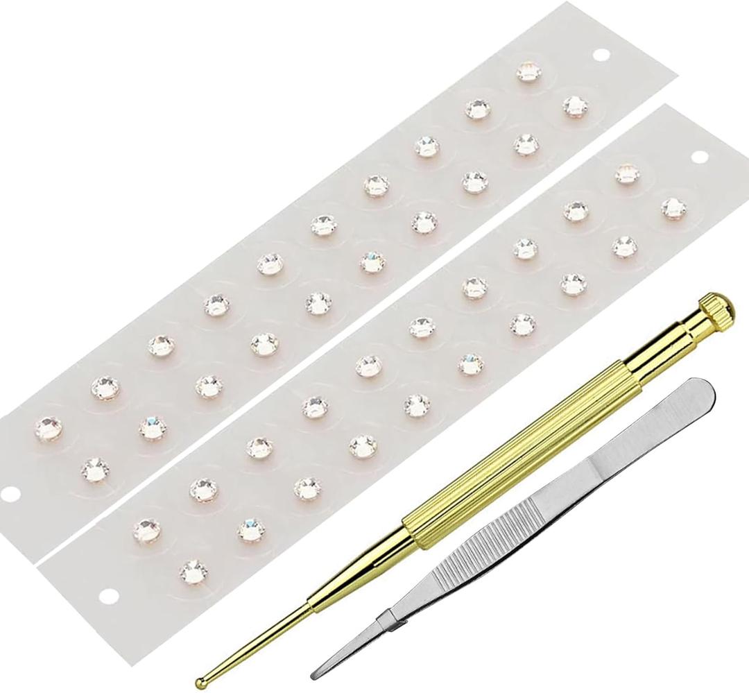 Ear Seeds Acupuncture Kit - Relaxation, Easy Application, and Excellent Durability to Support Your Beauty Transparent diamonds-40 Pcs