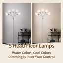 HonoDing Medusa Floor Lamps Standing Lamps 5 Heads Adjustable Reading Light Large Shade Use E26 A19 Bulb Floor Lamps for Living Room Bedroom (Silver)