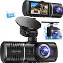 Dash Cam Front and Rear Inside, 3 Channel Dash Camera for Cars, 1080P Triple Dash Cam, Dash Camera with 32GB Card, Loop Recording, HDR, G-Sensor, 24Hr Parking