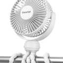 Gaiatop Mini Portable Stroller Fan, Battery Operated Small Clip on, Detachable 3 Speed Rechargeable, 360 Rotate Flexible Tripod Better Cooling for Car Seat Crib Treadmill Travel White