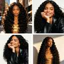 Black Water Wave Wig 28 Inch Human Hair 13x4 HD Lace Front Wigs for Women HD Transparent Lace Pre Plucked Wet and Wavy Natural Hairline Natural Black Curls for Daily Work and Holiday Parties