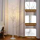 Lighted Birch Tree 5ft Prelit White Christmas Tree Plug in, Light Up Artificial Trees with Dimmable & Timer, 8 Modes Remote Twinkling Twig Trees with LED Lights for Outdoor Indoor Decor, Warm White
