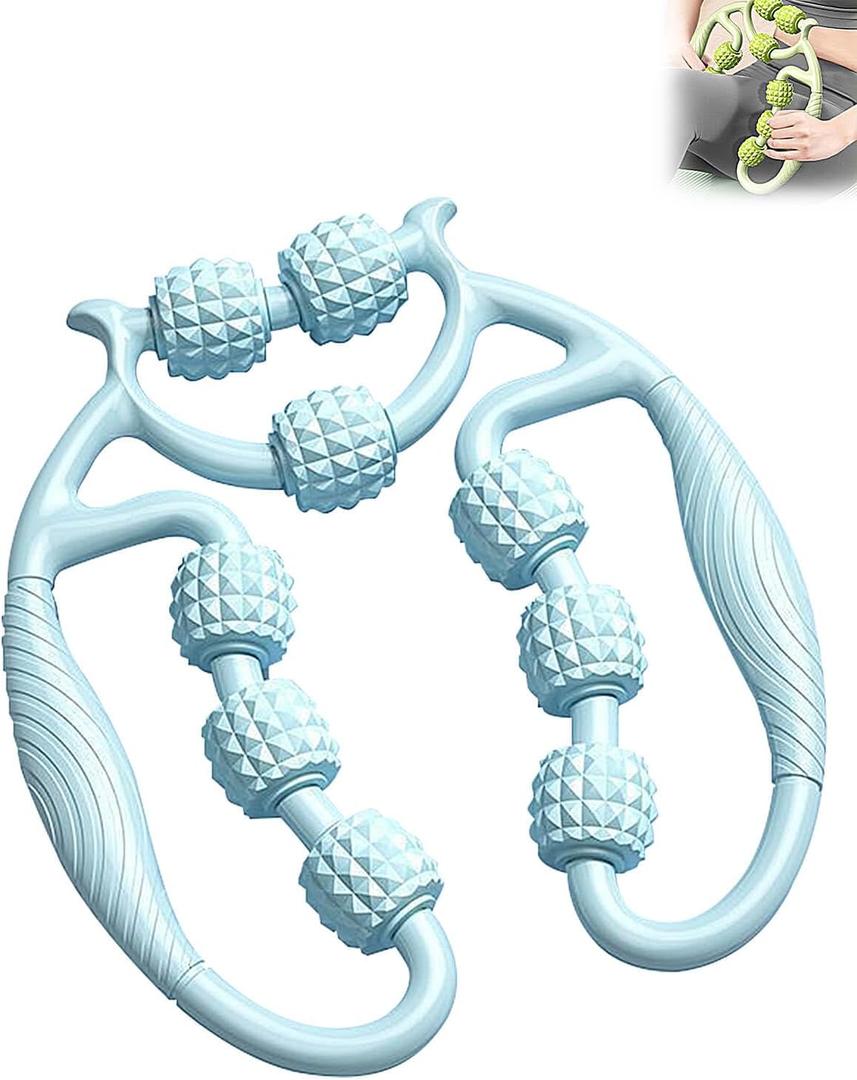 Nine-Wheel Roller for Leg Muscles,Your Ultimate Solution for Relaxation and Recovery,Hamstring Roller (Blue)