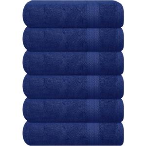 GLAMBURG Ultra Soft 6-Piece Hand Towel Set 16x28-100% Ringspun Cotton - Durable & Highly Absorbent Hand Towels - Ideal for use in Bathroom, Kitchen, Gym, Spa & General Cleaning - Navy Blue