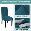 Turquoize Velvet Dining Chair Covers for Chair Covers Set of 6, Stretch Dining Chair Slipcover Parsons Chair Covers Removable Chair Protector Covers for Hotel, Thick Soft Velvet Fabric (6, Deep Teal)