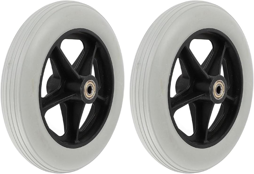 8 Inch Wheelchair Wheels, 2Pcs Wheelchair Front Wheels Rollator Walker Anti Slip Replacement Casters Rollers Tire, Universal Wheelchair Replacement Wheel Accessories