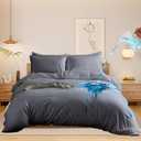 Chunlei Waterproof Duvet Cover Queen Size 3-Piece Set, 90x90 Inch Breathable Bedding Protector, Ultra Soft Comforter Cover with Zipper, Includes 2 Pillow Shams (Comforter Not Included), Gray
