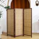 3 Panel Short Panel Divider Screen,3.95 FT Tall Bamboo Room Divider Folding Privacy Screen,Short Panel Divider Freestanding Room Divider for Room Seperation,Brown