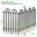 10 Panels Decorative Garden Fence, 36in(H)×21.6ft(L) Tall No Dig Fence Animal Barrier, Metal Tube Garden Edging Border, Reusable Ground Defense Temporary Fencing for Outdoor Yard, Black