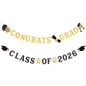 2026 Graduation Party Decorations, Funny Banner for Congratulation Party Decor Supplies, Party Photo Booth Backdrop for College High School PhD Nurse Law School Graduations Wall Decorations