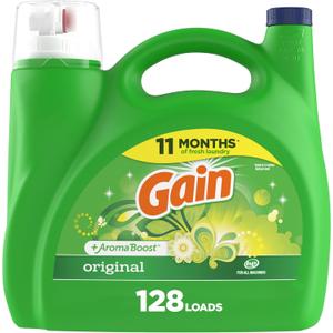 Gain + Aroma Boost Liquid Laundry Detergent, Original Scent, 128 Loads, 184 fl oz, HE Compatible