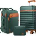 UKEIN Luggage Sets 3 Piece, PC Hardside Carry On Luggage 28Inch With Spinner Wheels with TSA Lock, Carry On Suitcase Set With Travel Backpack for Men (Green, 3 piece set (28inch))