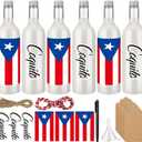 12 Set 25 oz Christmas Coquito Plastic Wine Bottles for Homemade 750ml Airtight Empty Clear Coquito Liquor Bottles with Bow Puerto Rico Label Stickers Lid for Home Brewing Xmas Gifts