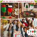 4 Pcs Christmas Wine Glasses 16.8 Oz Set Santa Belt Snowman Drinking Goblets Cups Xmas Hand Painted Wine Cup for Home Bar Diner Birthday Wedding Christmas Party Favors