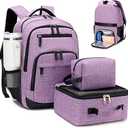 BOVIP Travel Backpack For Men Women,40L Carry On Backpack Flight Approved,TSA Personal Item Travel Bag Fits 17 Inch Laptop,Business Weekender Overnight Daypack Purple