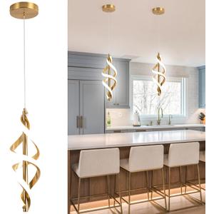Vloitgol Gold Pendant Light, 4000K Modern LED Pendant Lights Kitchen Island, Adjustable Pendant Lighting Over Island Hanging Pendant Light Fixtures for Kitchen Dining Room Hallway Foyer, Pack of 1 (Gold)
