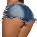 Mini Jean Shorts Cut Off Sexy Jean Shorts Micro Shorts Sexy Short Shorts for Women Lingerie Denim Shorts Hot Pants (Small, Blue)