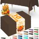 Pureegg Plastic Table Cloth Disposable 10 Pack, 54 x 108 Inch Table Cloths, Party, Thanksgiving Decorations, Harvest, Fall Tablecloths, Rectangle, Plastic Cover, Leakproof & Sturdy, Brown