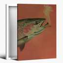 Framed Canvas Wall Art Funny Fishing Wall Decor Vintage Trout Poster Whimsical Cabin Artwork Outdoor Sports Fisherman Prints Aesthetic Posters For Bedroom Decor Framed12x16inch